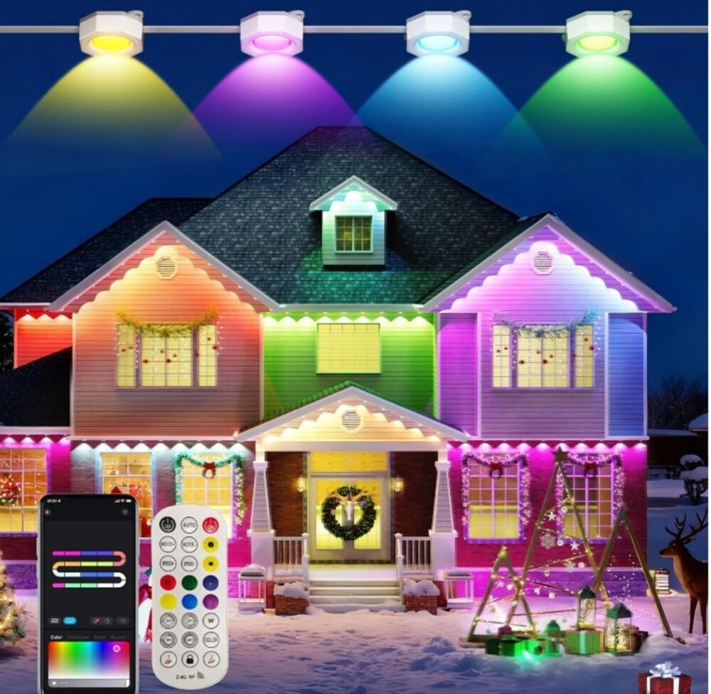 100FT Permanent Outdoor RGBIC Smart Lights 60 LED Alexa Google NEW